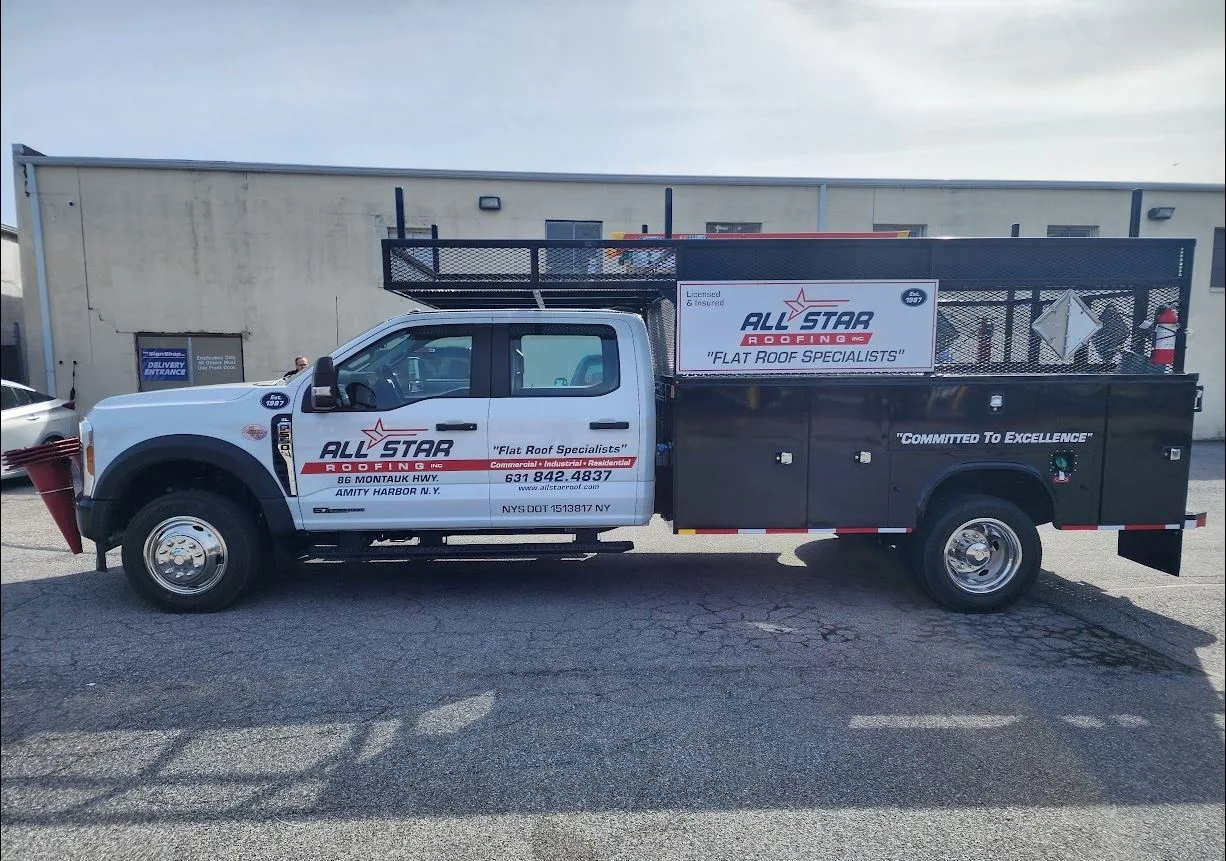 Roofing contractor in Amity Harbor NY — commercial flat roof installation on a Long Island business property